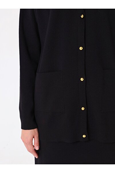 Refka Soft Button Pocket Detailed Cardigan & Skirt Knitwear Set - Black -