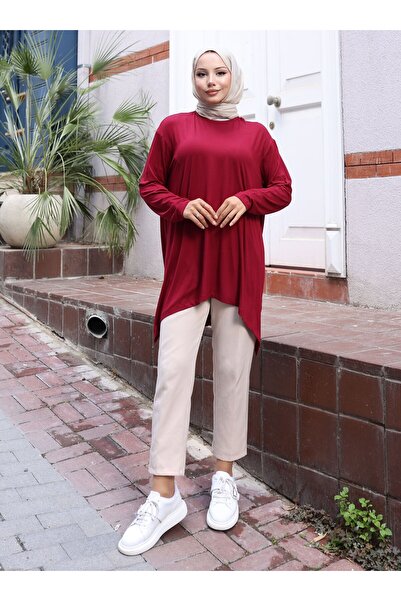 VAV Asymmetric Tunic - Burgundy -