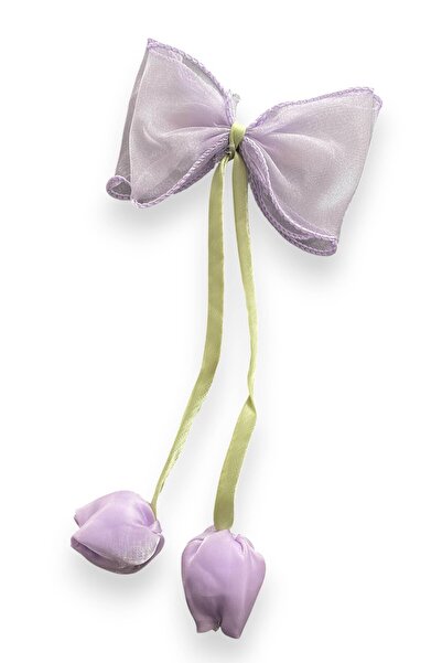 TAKIŞTIR Purple and Green Color Tulip Figured Ribbon Vending Machine Buckle