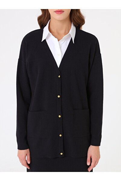 Refka Soft Button Pocket Detailed Cardigan & Skirt Knitwear Set - Black -