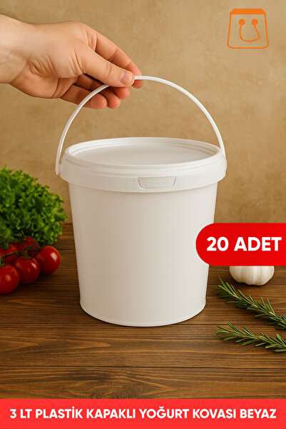 Öztürk ambalaj 3 Litre Plastik Kapaklı Sızdırmaz Kova Hobi Gıda Boya Yoğurt K...