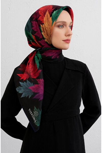 Vissona Γυναικείο μεταξωτό μαντήλι από μετάξι Ταμπά Μπλε Πετρολ