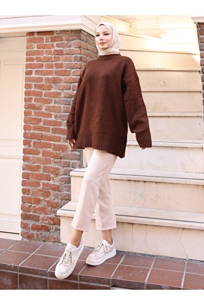 VAV Wide Sleeve Soft Sweater - Brown -