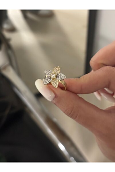 Marylebone Silver Altın Kaplama 3 lü Çiçek Set Ayarlanabilir Altı Açık Yüzük
