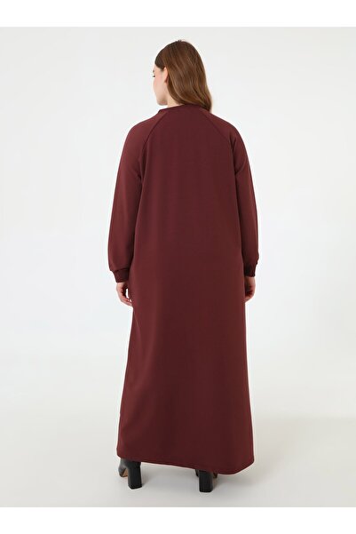 ALİA Reglan Kollu Spor Büyük Beden Elbise - Kızıl Kahve -
