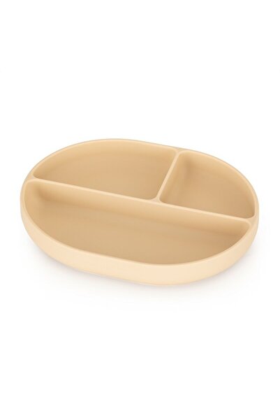 Petite&Mars Farfurie compartimentata, Petite&Mars, Ovala, Silicon, Fara BPA, 630 ml, 6 luni+, Bej