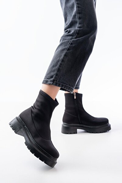 Aymood 236-2011 Black Diver Zippered Daily Women's Boots