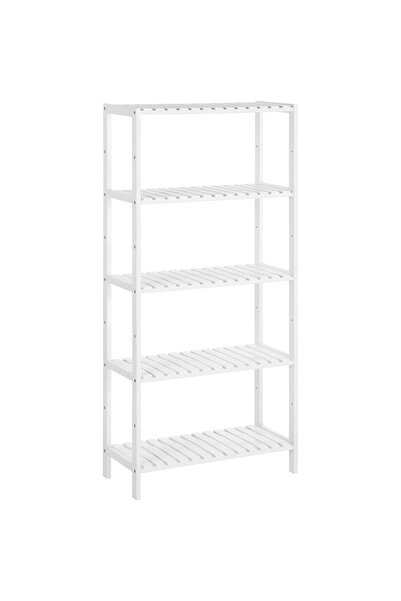 SONGMICS 5-tier bamboo shelf, adjustable positions, 60x26x130 cm, white