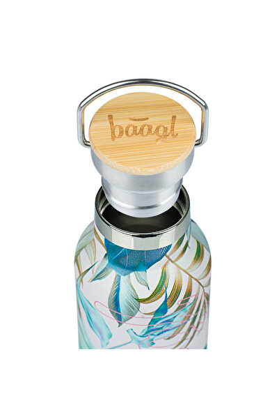 Baagl Thermo bottle with bamboo lid Leafs, 500 ml