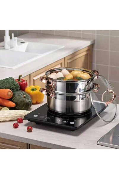 Klausberg Set of 3 pieces, steamer pot, stainless steel, diameter 24 cm, capacity 5 liters,