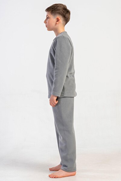 VİENETTA Erkek Çocuk Gri Renk Uzun Kollu Polar Pijama Takımı C1T0N0205