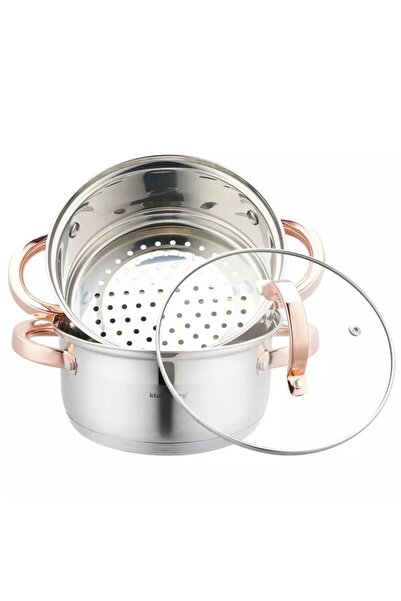 Klausberg Set of 3 pieces, steamer pot, stainless steel, diameter 18 cm, capacity 2.5 liters,