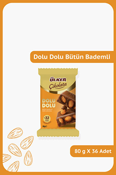 Ülker DOLU DOLU %32 Bütün Bademli Sütlü Çikolata - 80 gram - 36 Adet