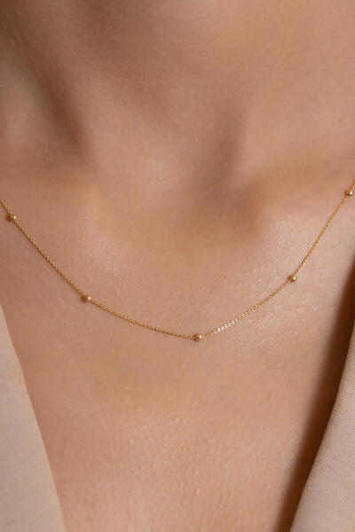 AMES GOLD KUYUMCULUK 14 Ayar Altın Çok Toplu Zarif Zincir Kolye