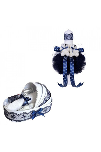 BebeNou Κιτ Βάπτισης για Αγόρια με Λαμπάδα & Μπλε Αρκουδάκια