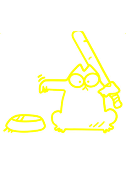 Oracal 651 Decorative wall, car and window sticker, Cat with a stick begging for food, 19cm, yellow