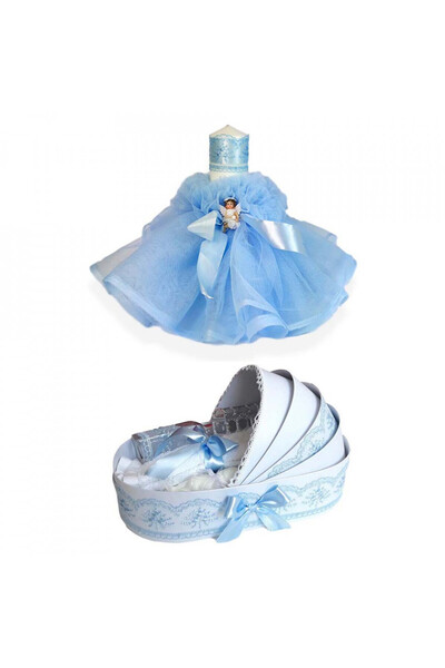 BebeNou Set botez în leagăn - Albastru pentru băieți Denikos® 166