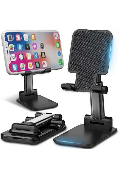 Modifiyum Siyah Katlanabilir Minimalist Masa Üstü Telefon Tutacağı 2 Kademeli...