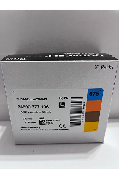 Duracell KULAK PİLİ NO: 675 / 10 LUK PAKET (60 ADET)