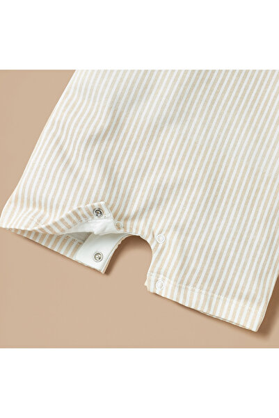 Juniors Striped Romper with Raglan Short Sleeves