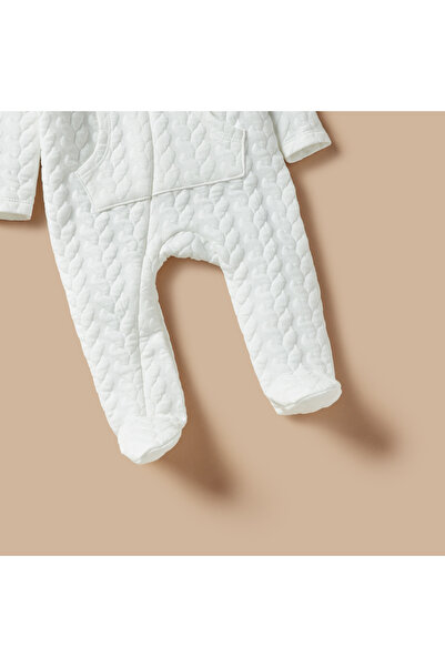 giggles Quilted Sleepsuit with Hood and Car Embroidery Detail