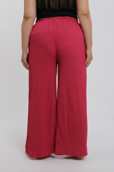 Akbeniz Pantaloni largi pentru femei, mărime mare, culoare coral, confortabili, croială