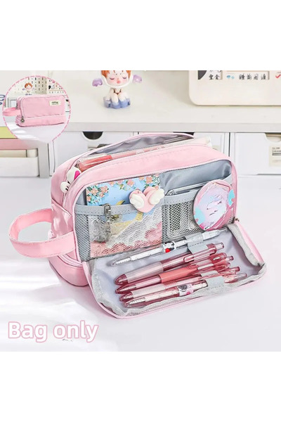 Choice Pink Pencil Bag for School Students with Large Capacity Multi-function...