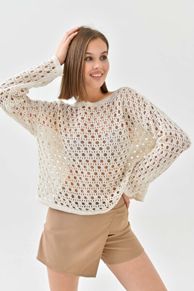 Miss Allos Kadın Bisiklet Yaka Delikli Triko Kazak