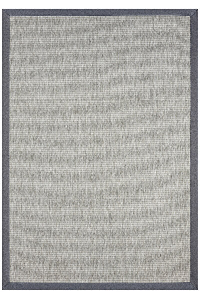 SEYRAN HALI Bombay Gri Halı Mavi Bordürlü Kolay Temizlenen Hasır Dokulu Sisal Halı 663