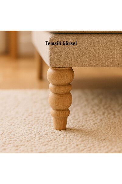 Badem10 Σετ Bohemian 17 εκ. με 4 άβαφα, ακατέργαστα φυσικά ξύλινα κυλινδρικά πόδια για έπιπλα, καναπέδες και πόδια καναπέδων, περιλαμβάνει εξαρτήματα