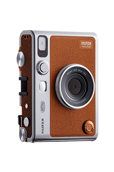 Fujifilm Instax Mini Evo Hybrid Instant Camera - Brown (with 1x10 film & 3 Merry Christmas cards)