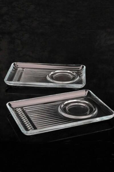 Paşabahçe 54901 Elysia 2-Piece Glass Serving Plate with Tea Plate