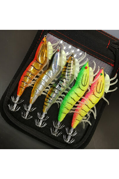 Choice 5 قطع مزيج مع حقيبة 1 قطعة/5 قطع طُعم الروبيان الهجين ثلاثي الأبعاد Eg...