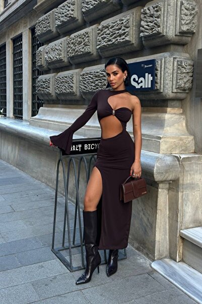 Joana Rochie de damă Jessa Trendy, Glitter Maro, mărimea XS