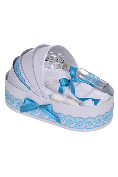 BebeNou Set complet de botez în cutie de leagăn dantelă turcoaz 831