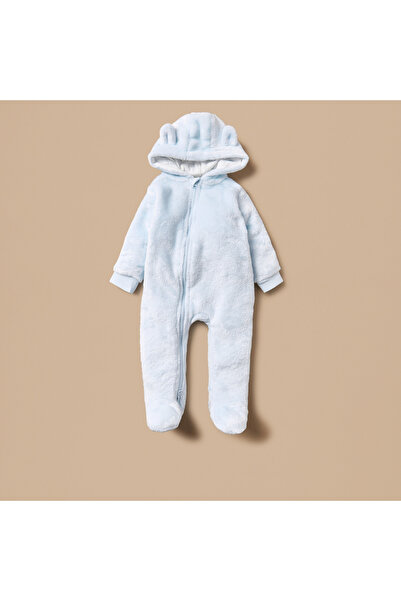 Juniors بدلة نوم بغطاء رأس وأقدام مغلقة ومزينة بالأذن مع سحاب للإغلاق