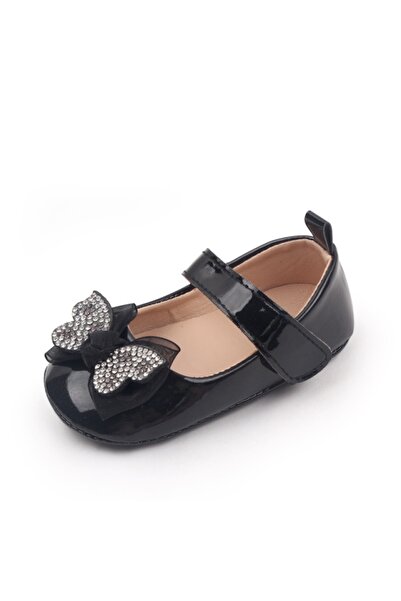 BebeNou Black Patent Baby Shoes with Bow CSBB3028-1-va9