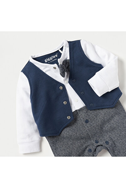 giggles Colourblock Coverall with Bow and Waistcoat Overlay