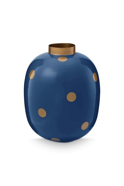 Pip Studio Decorative vase, metal, Pip Studio, Dots Navy/Gold, 32 cm, Dot Delight collection