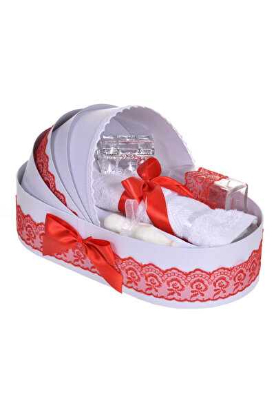 BebeNou Σετ Βάπτισης Denikos® 829 NKO5258 για Κορίτσι με Κόκκινη Δαντέλα