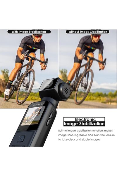 Generic 4K Pocket Body Camera with External Microphone, 270° Rotating Lens, 64GB