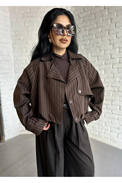 moneta boutique Дамско късо бомбър яке с райета