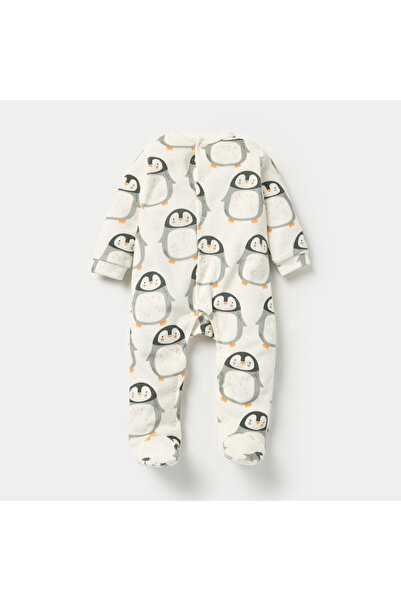 Juniors Penguin Print Closed Feet Sleepsuit with Button Closure - Set of 2