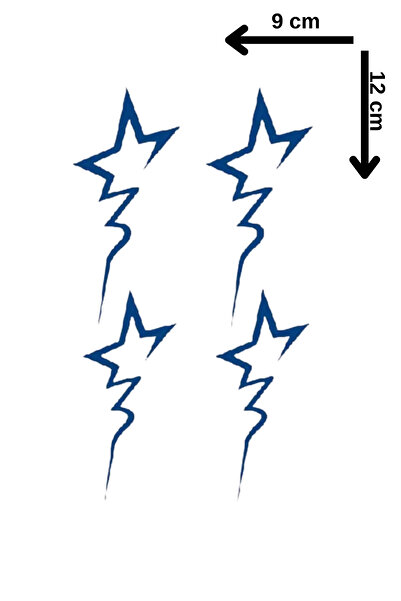 Barly 30 Gün / 1 Ay Kalıcı Yıldız Figürlü 12 Saat Sonra Kararan Geçici Dövme ...