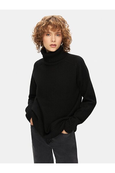 Ltb Long Sleeve Turtleneck Knitwear Black Sweater