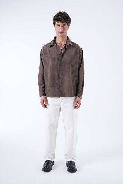 2512 Clothing Çizgili Yıkama Efektli Gömlek