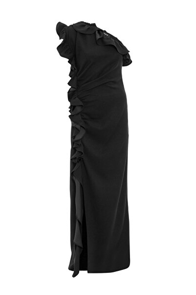 KAMEYA TEK OMUZ VOLANLI ELBİSE 26W40802