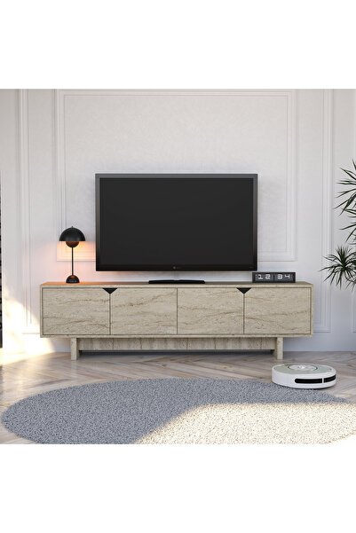 ALONEX HOME TURAN TRAVERTEN TV Ünitesi - 180 cm Modern Tasarım, Ekonomik Tv Ünitesi, Kulpsuz