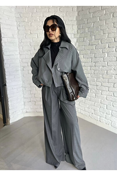 moneta boutique Women's Striped Lined Short Bomber Jacket