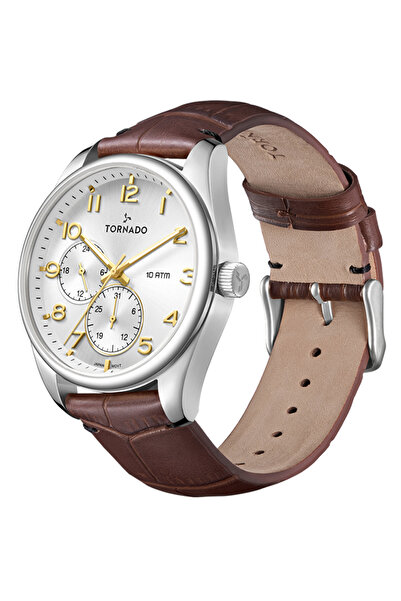 Tornado ساعة سيليستيا كلاسيك للرجال متعددة الوظائف بمينا أبيض - T25102-SLDW